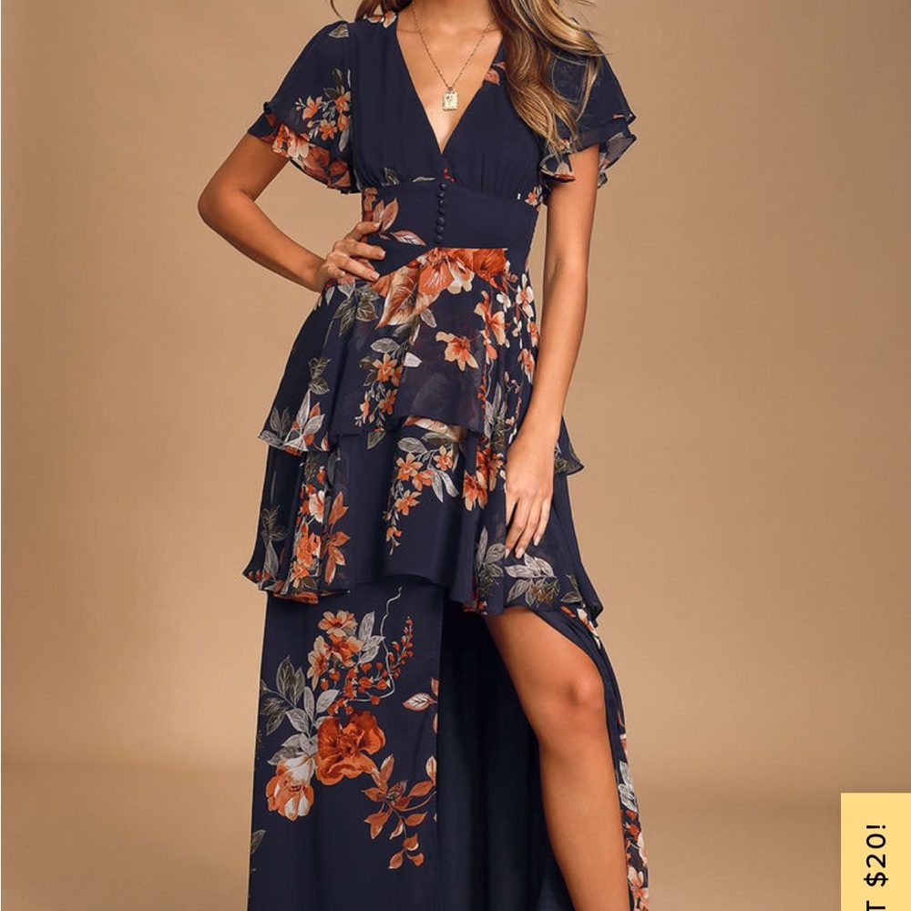 Lulus navy floral dress